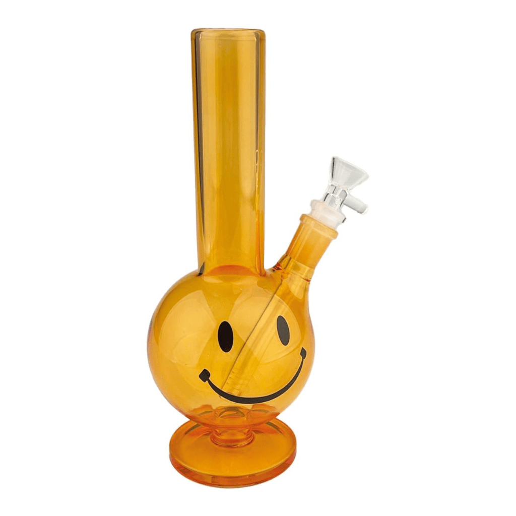 Dreamliner Small Glass Bong Round Base Smiley Yellow 25 cm